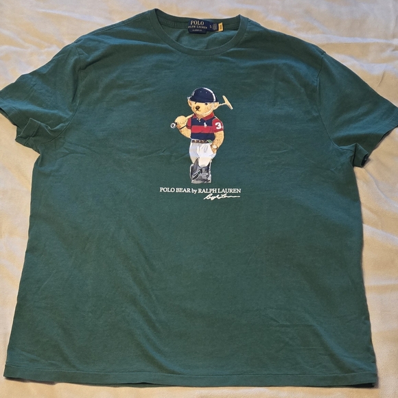 Ralph Lauren Green Tee with Polo Bear Design - Picture 2 of 2